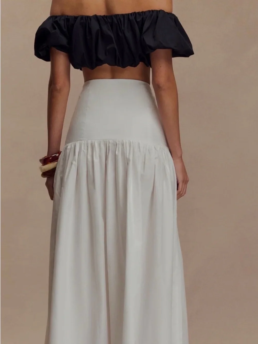Meshki White Maxi Skirt with High Waist - Picture 2 of 3